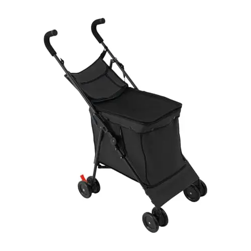 Poussette pour chien 43 x 60 x 94 cm, avec roues pivotantes à 360 °, freins à 360°, poussette pour chien, capacité de charge maximale 70 kg, pour chiens, animaux domestiques (noir)
