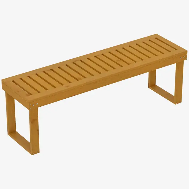 Outsunny Banc de Jardin, Banc en Bois de pin 2 Places, Banquette de Jardin, Assise à Lattes, 132 x 34 x 43 cm, Bois Naturel
