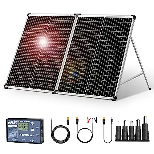 DOKIO Panneau Solaire Pliable 100W 18V Monocristallin avec régulateur de charge recharge des batteries 12V