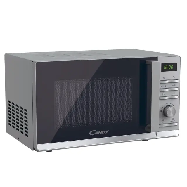 Candy Moderna CMWA23TNDS Four Micro-ondes 900W 23L Digital, Fonction Décongélation, 14 Menus Automatiques, Plateau Tournant en Verre, 11 Niveaux de Puissance, Cuisson Express, Sécurité Enfant, Argent