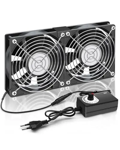 Ruizhi Ventilateur 240 mm 12 V Vitesse régulable AC 220-240 V 2750 tr/min PC, ordinateur portable, TV, radio, routeur