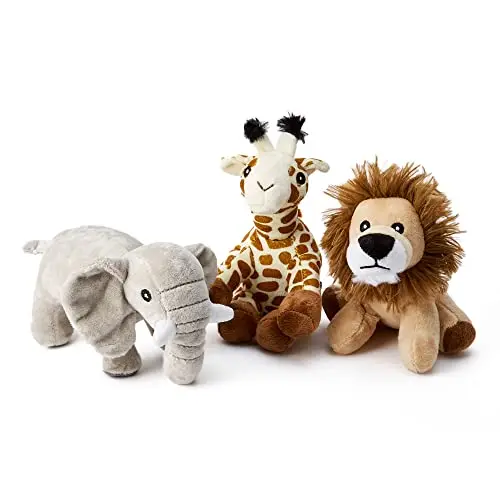 Zappi Co Peluche Douce et Moelleuse pour Enfants - Animaux en Peluche Parfaits pour des Compagnons de Jeu Douillets et Agréables pour Les Enfants (12-15 cm) (Eléphant + Girafe+ Lion)