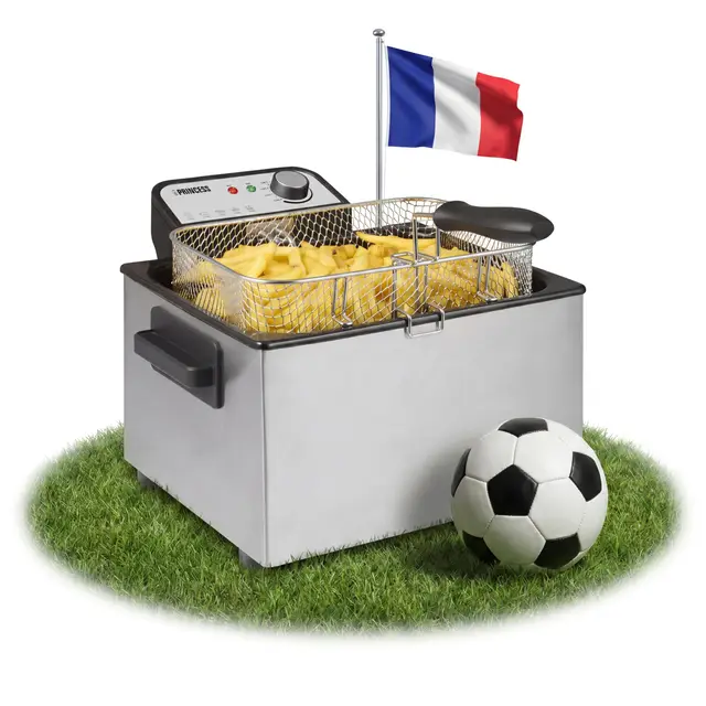 Princess Friteuse, capacité 5 L, 3270 W, technologie de zone froide, hublot, acier inoxydable, double thermostat, facile à nettoyer, éléments amovibles, 01.184090.01.001