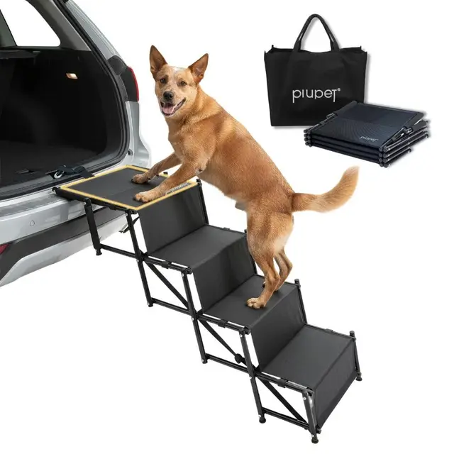 PiuPet® Escalier pour Chien I Jusqu’à 80kg I Utilisable pour Tous Les véhicules I Escalier Chien Pliable I Rampe Chien I Rampes d'accès pour Petit et Grand Chiens | Rampe Pliable