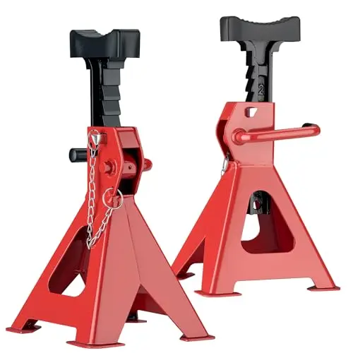 WilTec Set 2 Chandelles de Levage Capacité 6 Tonnes Poids 9 kg Hauteur réglable 390-603 mm Sécurité à Double Verrouillage Grande Base pour la stabilité Cric Équipement Voiture Auto Garage Atelier