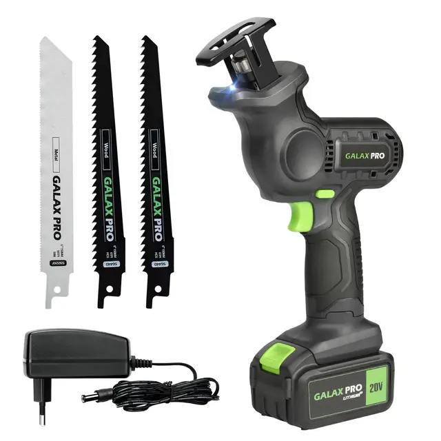 GALAX PRO Kit de Scies alternatives sans fil haute capacité 20 V 4,0 Ah – Comprend 2 lames de coupe en bois et 1 lame de coupe en métal pour un usage polyvalent de bricolage et professionnel