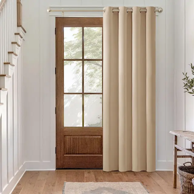 MIULEE Rideaux Occultant Beige Isolant Thermique140x225cm 1 Pièce à Oeillets-Rideaux Opaque Doux et Esthétiques Rideau Anti Froid Chaleur