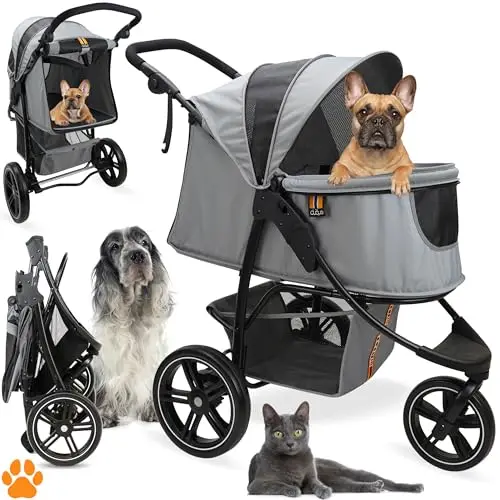 Cooper - Poussette pour Chien et Buggy pour Animaux | 32 kg | Panier avec Poignée Soft Touch Réglable sur 3 Niveaux et Rangement