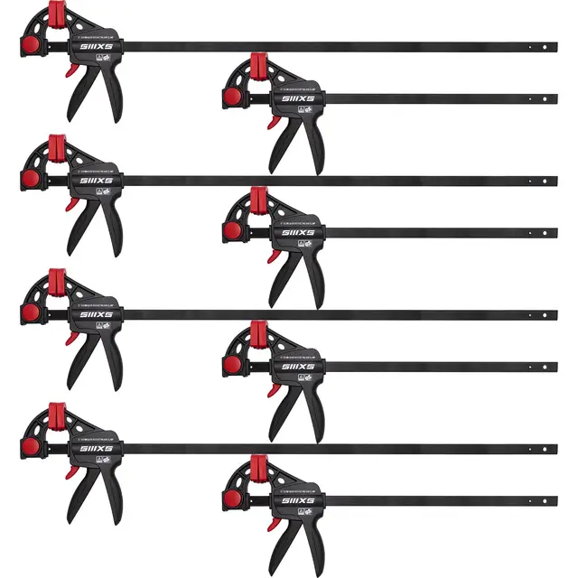 Lot de 8 serre-joints à une main Force de serrage 80 kg Envergure 152mm 4 classiques et 304mm 4 classiques serre-joints pour une fixation précise et le travail du bois avec certificat GS