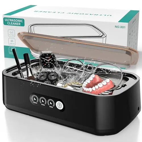 Nettoyeur Ultrasonique 48kHz 650ml - Nettoyage Profond 360° à Toucher Unique, Spécialisé pour Lunettes, Bijoux et Prothèses Dentaires