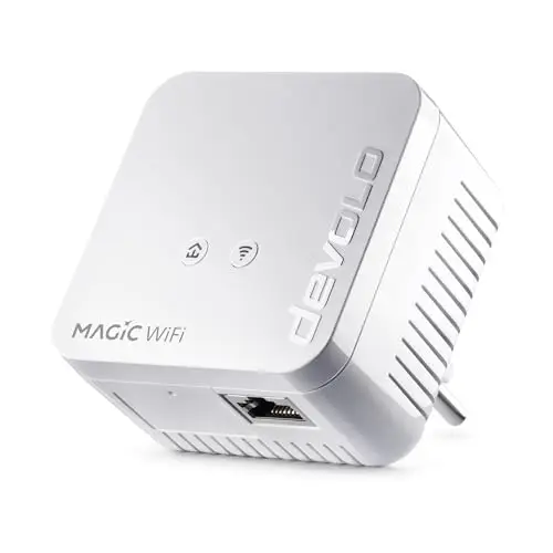 devolo Adaptateur WLAN Powerline, mini-adaptateur d'extension WiFi Magic 1 - jusqu'à 1 200 Mbit/s, amplificateur WLAN maillé, 1 connexion LAN, dLAN 2.0, blanc