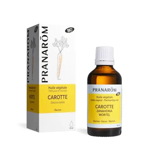 Pranarôm |Huile Végétale Carotte Bio | Eclat du Teint | Extrait lipidique titré de racines de Carotte | 50 ml