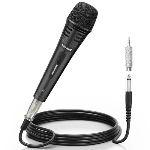 TONOR Micro Karaoke Dynamique avec Cable XLR de 5M(500 cm), Microphone à Main en Métal Compatible avec Les Appareils, DVD, KTV, Les Amplificateurs pour Les Discours, Les Mariages et Les Activités, K1