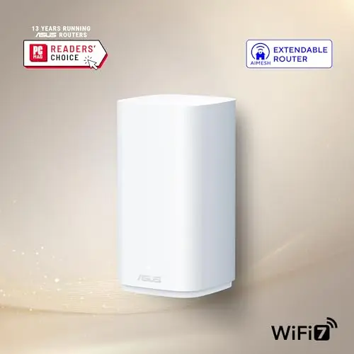 ASUS ZenWiFi BD4 Outdoor - Pack de 1 - Système WiFi 7 Mesh - Double-Bande, 3600 Mbps, 235m2, Double Ports 2,5G, Alimentation PoE, résistance IP65, jusqu'à 3 SSID, contrôle Parental et VPN