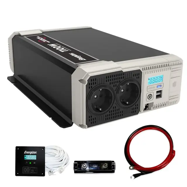 Energizer 1100 W /2200 W Wechselrichter 12 V Auf 230 V Reiner Sinus Wechselrichter - 2 USB & 2 europäische AC Steckdosen DC Auf AC Schaltung Spannungswandler - Einbausatz inklusive