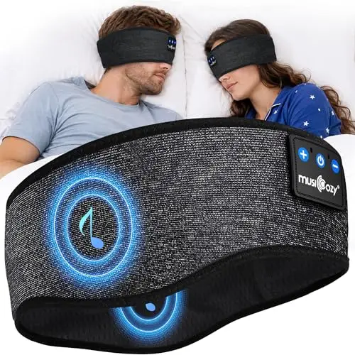 Bandeau Sommeil Bluetooth, Bandeau Écouteurs pour Dormir, Casque de Sommeil Sans Fil Ultra-Fin pour Dormeur Latéral, Confort Optimal, Qualité Sonore HD, 14 Heures d'Autonomie, Sport,Voyage,Relaxation