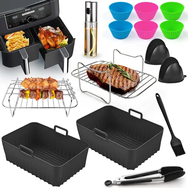 Accessoires Air Fryer Ninja - Ensemble D'accessoires Pour Friteuse à Air Double Zone Pour Ninja AF300EU, AF400EUCP, DZ400EU, Friteuse à Air Double 7,6L-9,5L | Sans BPA, Passe au Lave-Vaisselle