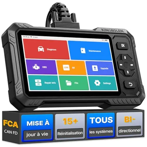 KINGBOLEN S6 Elite Valise Diagnostic Auto, OBD2 Diagnostic Français pour système Complet avec 15+ Réinitialisations, Contrôle Bidirectionnel, CANFD&FCA