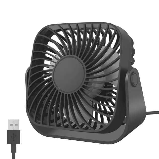 Jsdoin Petit ventilateur USB de bureau personnel - 3 vitesses - Rotation à 360° - Vent fort - Petit et puissant - Pour bureau, maison, extérieur