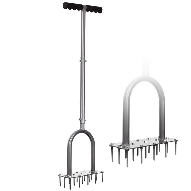 Walensee Aérateur de pelouse en métal Manuel pour déchaumer la pelouse avec 15 Pointes en Fer, Outils d'aérateur d'herbe pré-assemblés pour Cour, aération de pelouse, Outil de Jardin, ravive la santé
