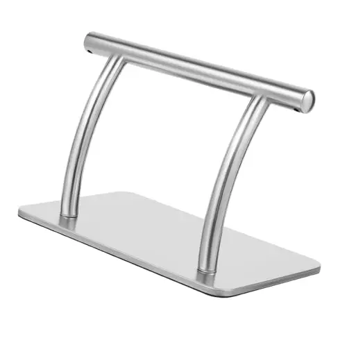 Repose-pieds en acier inoxydable 201 - Repose-pieds pour coiffeur, salon, spa, chaise à ongles, stable, mobile, antidérapant, ergonomique, 30 x 19 cm, argenté
