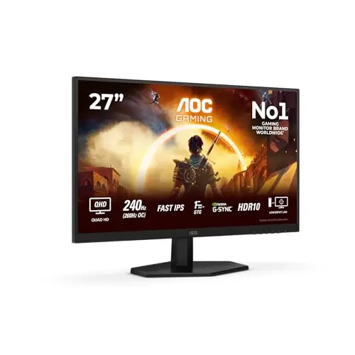 AOC Gaming Moniteur Q27G42ZE 27 Pouce 260Hz Fast IPS Dalle, 1ms GtG, HDR10, G-Sync Compatible, (2560x1440 HDMI 1x 2.0) Noir