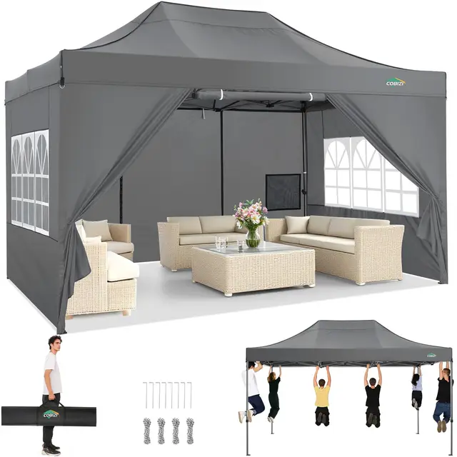COBIZI Tonnelle Pliante 3x4,5 m avec 4 Panneaux Latéraux