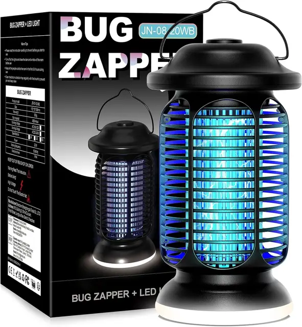 Lampe Anti Moustique, 4000V Tue Mouche Eléctrique avec lumière LED, 20W Appareil Anti Moustique UV, IPX4 étanche, Piège à Moustique Insectes Moucherons pour Extérieur Intérieur