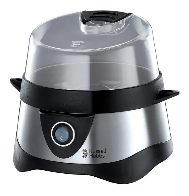Russell Hobbs Cuiseur d'œufs [Haute qualité] Cook@Home (7 œufs cuisson vapeur/ 3 œufs au plat, base en inox, arrêt automatique, signal sonore, verre doseur, sans BPA, nettoyage facile) 14048-56