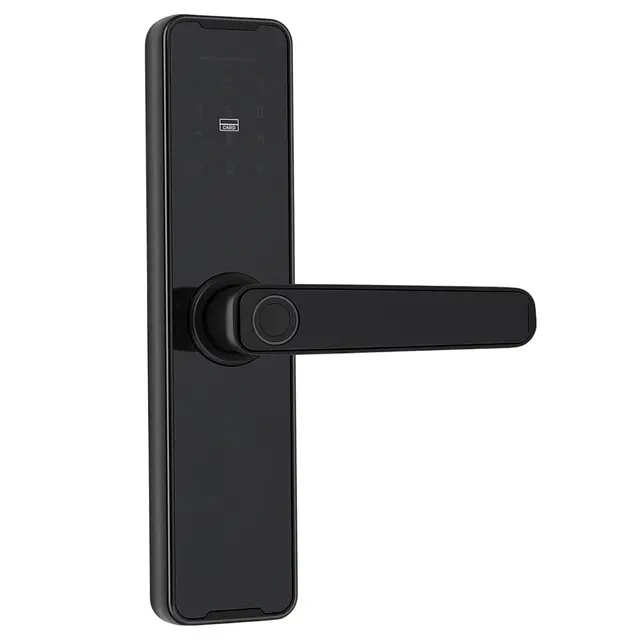 Smart Lock Serrure électronique de porte avec empreinte digitale + code + clé + carte + mot de passe temporaire pour porte de maison 35-50 mm