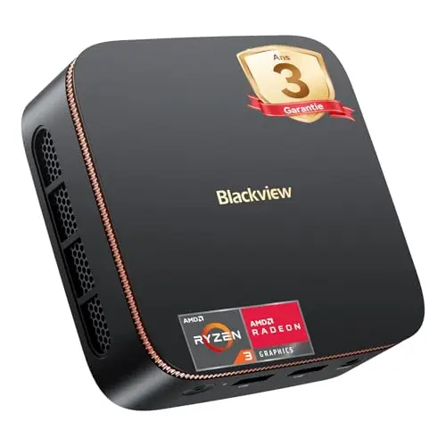 Blackview MP20 Mini PC W-11 Pro, AMD Ryzen 3300U(Mieux Que 3250U/N150), 16 Go DDR4 RAM 512 Go M.2 SSD Mini Ordinateur de Bureau, WiFi 5G, 4K UHD Dual Display Tour PC pour l'école/Bureau.