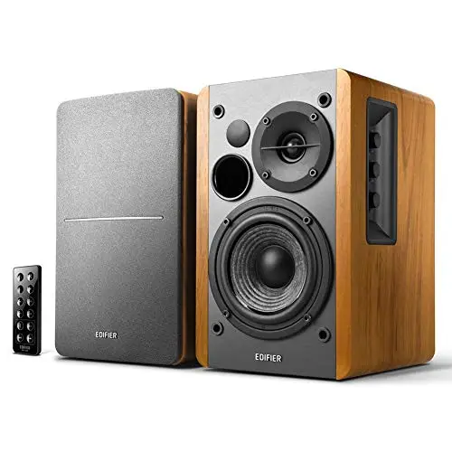 Edifier R1280DB Enceintes de studio Active Bookshelf à télécommande pour ordinateur portable, PC, MAC, téléphone et Hi-Fi -MAPLE WOOD