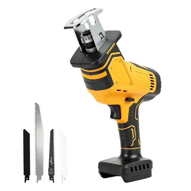 Akku-Säbelsäge kombatibel mit DeWalt 18V, 0–2700 U/min mit variabler Hubzahl, Akku-Holzsäge inkl. 4 Sägeblättern zum Schneiden von Metall, Holz et PVC