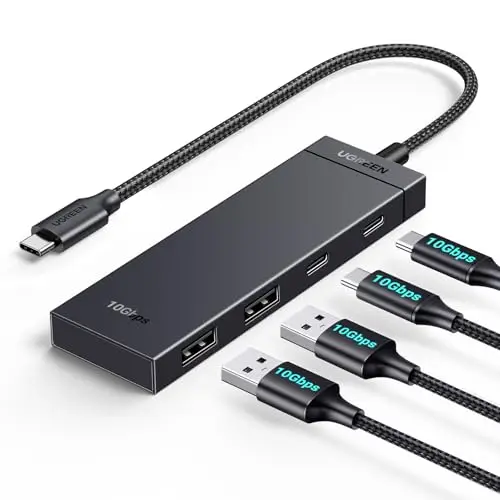 UGREEN 10Gbps Hub USB C 3.2 Gen2 vers 4 Data Ports 2A2C Adaptateur Multiport USB Câble 30CM Compatible avec MacBook iPad Pro Air Mac Mini M4 iMac Surface iPhone 17 Pro Max Air 16 15 Galaxy S25 Ultra