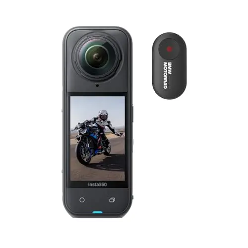 Insta360 X5 Édition BMW Motorrad - Caméra d'action 360° 8K, Performance en Basse lumière, Effet de Perche à Selfie Invisible, objectifs remplaçables, 3 h d'autonomie, Pare-Vent intégré