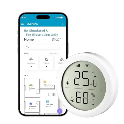 Temperature and Humidity Sensor, Require Zigbee Hub, Wireless Smart Thermometer Hygrometer, Remote Monitoring and Smart Home Automation, Compatible with Home Assistant, Alexa