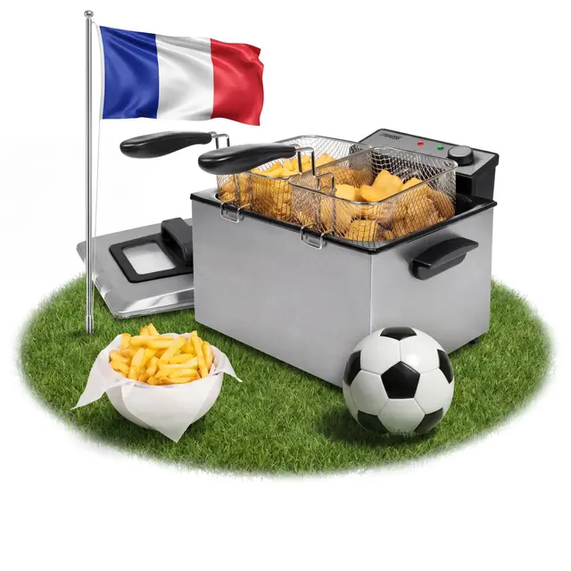 Princess Friteuse à huile – 5 L – Habillage en acier inoxydable – 3270 W – Zone froide pour une friture saine – Couvercle avec filtre et vitre – 185000