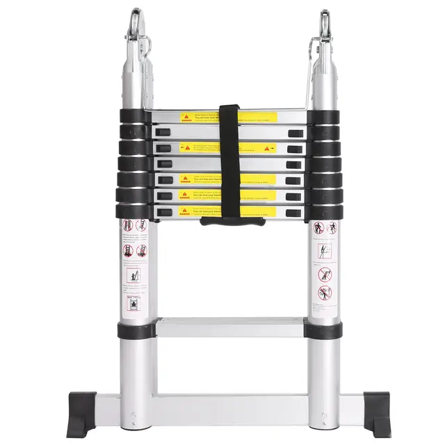 Échelle télescopique Pliante Simple/Double 150 kg en Aluminium avec Caoutchouc antidérapant et goupilles de sécurité en Acier Usage Polyvalent