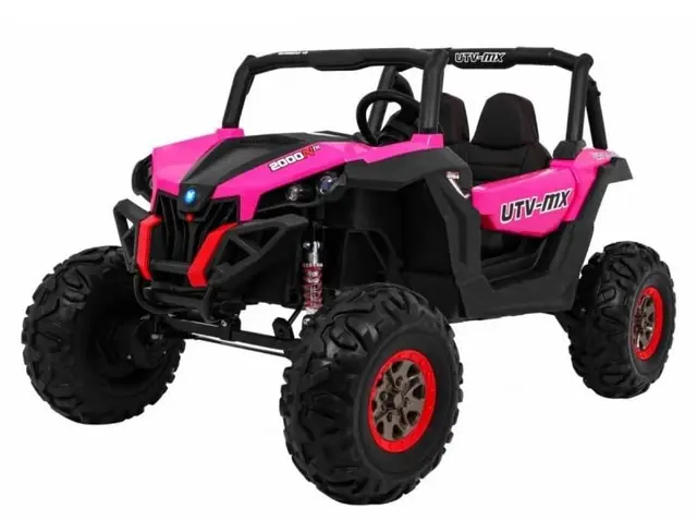 FINOOS Voiture électrique Enfant UTV-MX Buggy 24V, 2 Places, avec télécommande 2.4Ghz, 4 x Moteur 12V 45W, Batterie: 2x12V, 2-7 Ans (Rose)