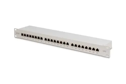 DIGITUS Panneau de brassage - 19 pouces - Cat-6 - 24 ports RJ45 - Blindé - LSA Patch-Feld - Montage en rack 1U - Gris