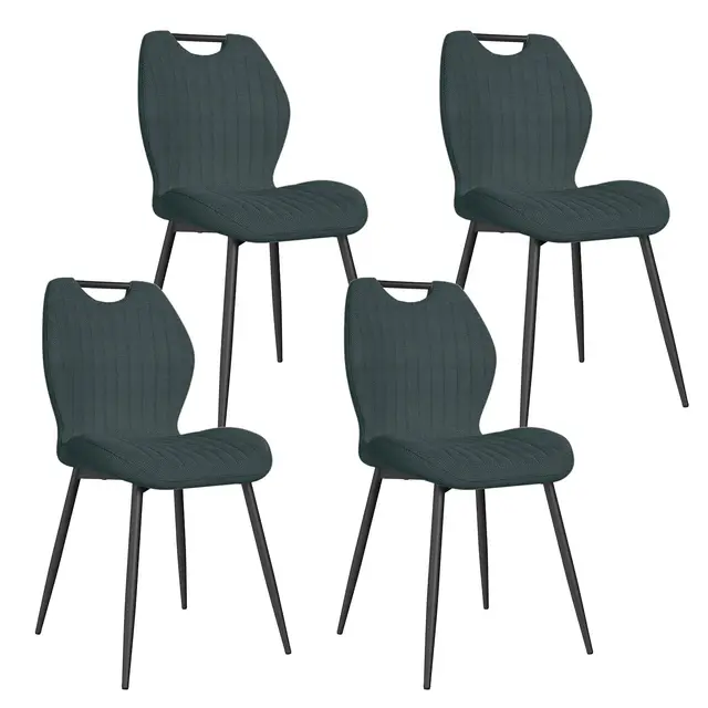 JIJIAN Lot de 4 Chaises de Salle à Manger, Chaise de Cuisine, Chaise tapissée, Chaises de Salon, Dossier en Tissu et Pieds en Métal, Idéales pour Salle à Manger, Cuisine, Salon, Gris Foncé