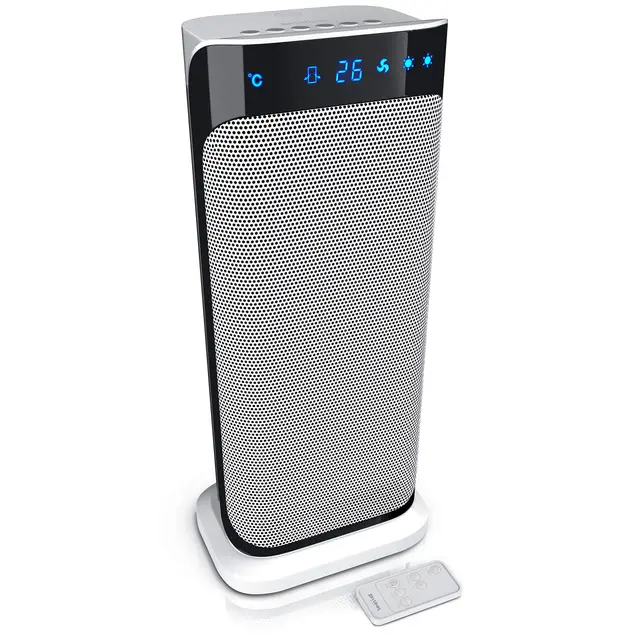 Brandson – Radiateur et Ventilateur soufflant céramique, chauffant avec télécommande, 2000W, Appareil de Chauffage pour salle de bain, Oscillation, 2 Niveaux de Chauffage Minuterie, Blanc