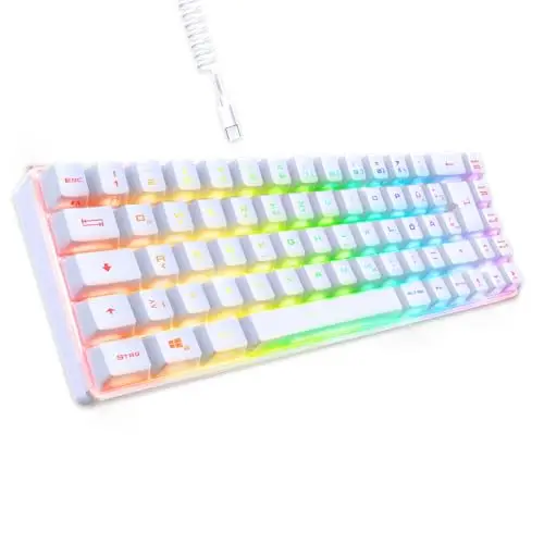 EMPIRE GAMING - Neu 2024 - K208 Kompakte TKL-Kabelgebundene Tastatur (DE-QWERTZ) 69 Tasten RGB - Abnehmbares USB Type C Kabel Plug & Play - PC/PS4/PS5/Spielekonsole - 23 Anti-Ghosting-Tasten (Weiß)