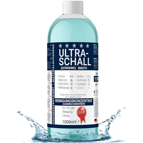 1 x 1000 ml de nettoyant à ultrasons concentré | liquide | pour lunettes, montres, bijoux, prothèses dentaires, etc. dans un bain à ultrasons
