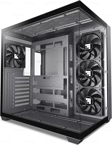 FOIFKIN F300 Boitier PC ATX avec 4 ventilateur non-RGB, Boîtier PC gamer,Boîtier d'ordinateur moyen tour verre panoramique,ATX Boîtier Noir,Support Radiateur 360 mm,Type-C,Flux d'air élevé(Noir, F300)