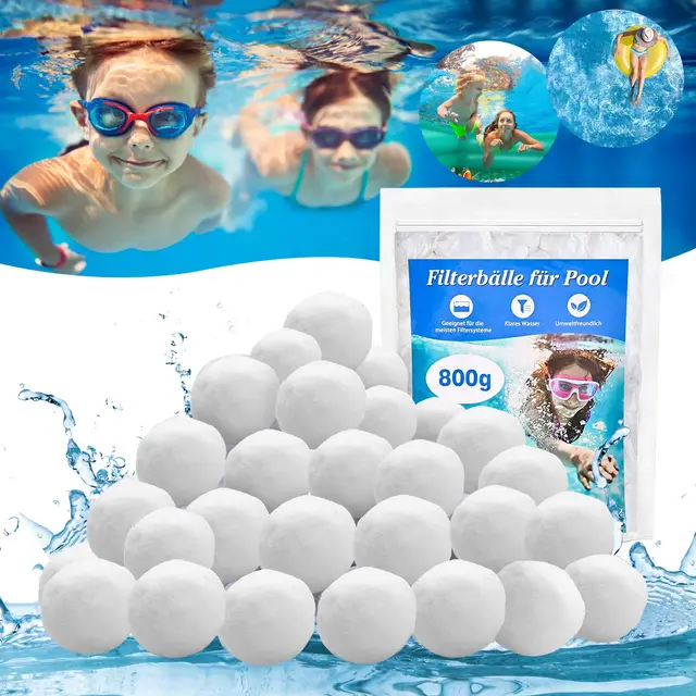 800g Balle Filtrante Piscine,Réutilisables Balles Filtrantes,Alternative pour Sable Filtrant Sable De,Convient à Divers Systèmes De Filtratio