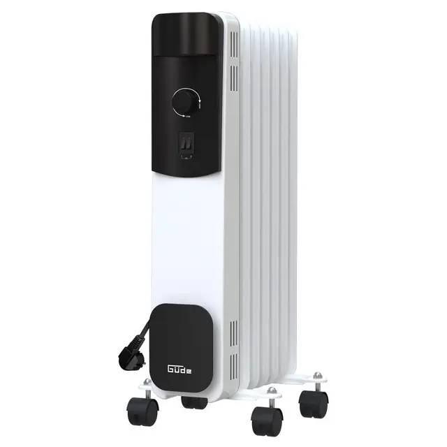 Güde Radiateur à bain d'huile OR 1500-7 (220-240 V, puissance de chauffage 1500 W, 3 niveaux de chauffage (600/900/1500 W), 7 nervures, thermostat en continu, protection anti-basculement et