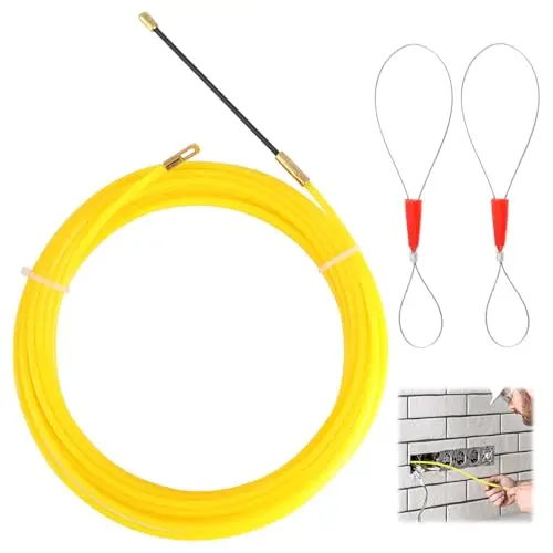 Tire-Fil Électrique 10m, Aiguille Tire-Câble 4mm, Guide-Câble Flexible pour Passer des Fils dans Goulottes Gaines Murs et Plafonds, Installation Électrique et Réseaux, Outil de Passage de Câbles