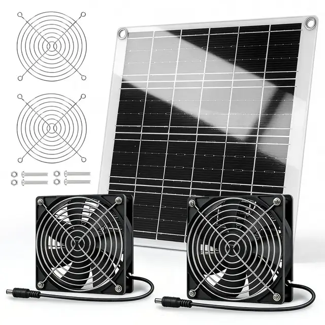 Ventilateur solaire, 15W panneau solaire Ventilateur, Wetterfest, avec DC Doppelventilator für kleine Hühnerställe, Module solaire Fanter Kit für kleine Hühnerställe, Serres