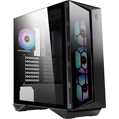 MSI MPG GUNGNIR 110R Boîtier PC, Mid-Tower, USB 3.2 Gen2 Type C, 1 à 6 Cartes de Contrôle ARGB, 2X Panneaux en Verre Trempé, ATX, mATX, Mini-ITX